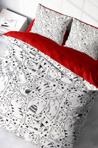 Monohome Catsy Pamuklu 4 Mevsim 200 x 220 cm Çarşaflı Desenli Çift Kişilik Nevresim Takımı Çok Renkli