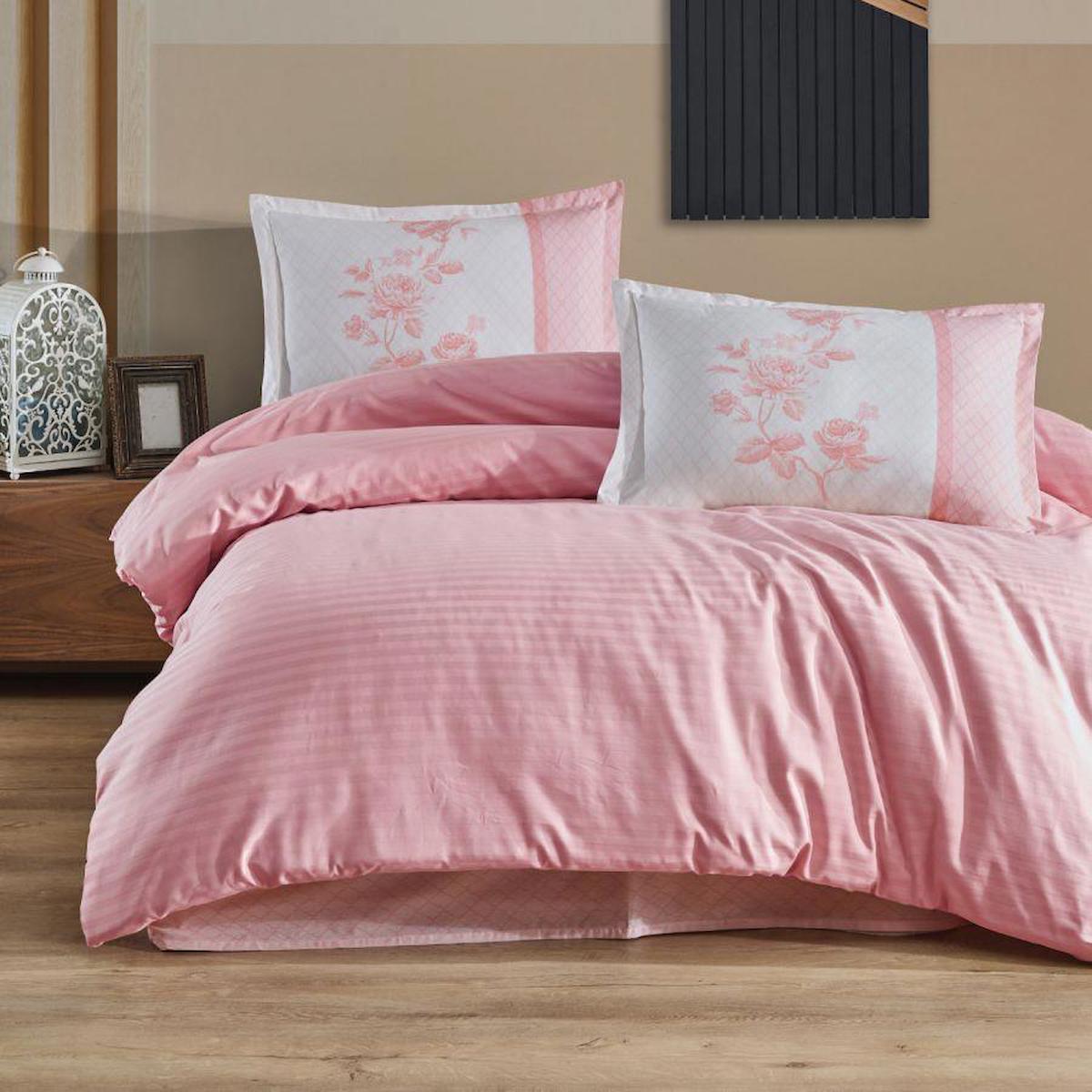 Clasy Suave V8 Poplin 4 Mevsim 200 x 220 cm Çarşaflı Desenli Çift Kişilik Nevresim Takımı Pudra
