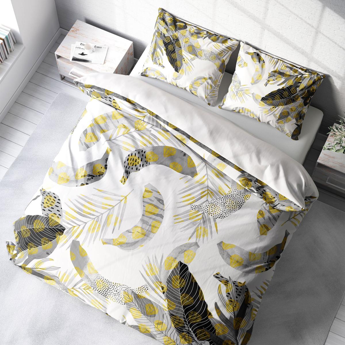 MonoHome Tropik Banana 3D Saten 4 Mevsim 200 x 220 cm Çarşaflı Desenli Çift Kişilik Nevresim Takımı Çok Renkli