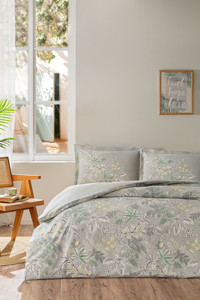 Özdilek Green Leaf Pamuklu 4 Mevsim 200 x 220 cm Çarşaflı Desenli Çift Kişilik Nevresim Takımı Çok Renkli
