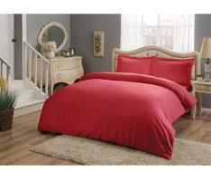 Taç Basic Saten 4 Mevsim 200 x 220 cm Çarşaflı Desenli Çift Kişilik Nevresim Takımı Kırmızı