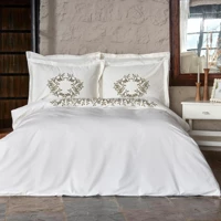 Karaca Home Casandra Pamuklu 4 Mevsim 200 x 220 cm Çarşaflı Desenli Çift Kişilik Nevresim Takımı Yeşil