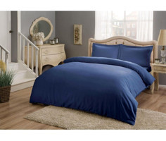 Taç Basic Saten 4 Mevsim 200 x 220 cm Çarşaflı Düz Çift Kişilik Nevresim Takımı Lacivert