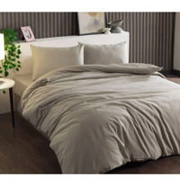 Doqu Home Pure Line Pamuklu 4 Mevsim 200 x 220 cm Çarşaflı Desenli Çift Kişilik Nevresim Takımı Bej