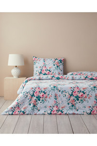 English Home Mystic Rose Pamuklu 4 Mevsim 200 x 220 cm Çarşaflı Çiçekli Çift Kişilik Nevresim Takımı Mavi