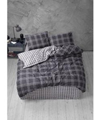 Cozy Home Ekose Pamuklu 4 Mevsim 200 x 220 cm Çarşaflı Kareli Çift Kişilik Nevresim Takımı Antrasit