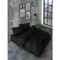 Cozy Home Simple Pamuklu 4 Mevsim 200 x 220 cm Çarşaflı Desenli Çift Kişilik Nevresim Takımı Siyah