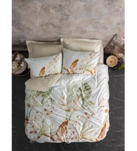 Cotton Luster Saten 4 Mevsim 200 x 220 cm Çarşaflı Desenli Çift Kişilik Nevresim Takımı Bej