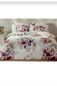 Taç puva Saten 4 Mevsim 200 x 220 cm Çarşaflı Desenli Çift Kişilik Nevresim Takımı Lila