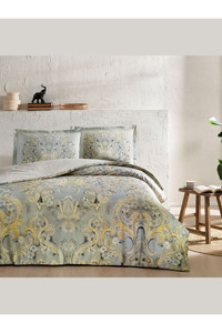 Taç Gisella Saten 4 Mevsim 200 x 220 cm Çarşaflı Desenli Çift Kişilik Nevresim Takımı Krem