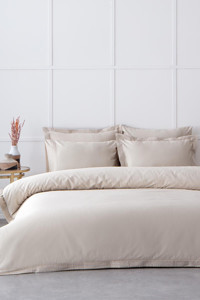 Ecocotton Hena Pamuklu 4 Mevsim 200 x 220 cm Çarşaflı Desenli Çift Kişilik Nevresim Takımı Bej