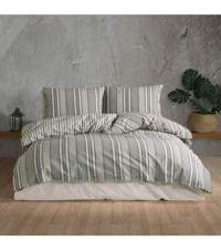 Clasy Dokya V1 Pamuklu 4 Mevsim 200 x 220 cm Çarşaflı Çizgili Çift Kişilik Nevresim Takımı Çok Renkli