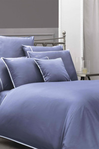 Sarev Sartoria Saten 4 Mevsim 200 x 220 cm Çarşaflı Düz Çift Kişilik Nevresim Takımı Mavi