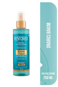 Restorex Onarıcı Argan Yağı Sülfatsız Etki Tuzsuz Keratinli Boyalı Saçlar Tüm Saçlar İçin Durulanmayan Kadın Saç Kremi 200 ml