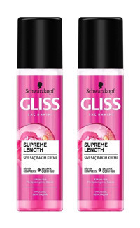 Gliss Supreme Length Biotin Kompleksi - Şakayık Çiçeği Etki Boyalı Saçlar Tüm Saçlar İçin Durulanmayan Kadın Saç Kremi 2x200 ml