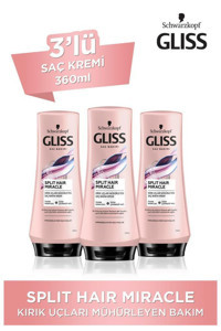 Gliss Split Hair Miracle İyonik Kompleks - Üzüm Çekirdeği Yağı Etki Boyalı Saçlar Tüm Saçlar İçin Kadın Saç Kremi 3x360 ml