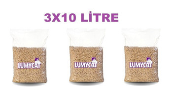 Lumy Cat %100 Doğal Kalın Taneli Çam Pelet Kedi Kumu 3x10 lt
