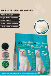 Mi Cat Marsilya Sabunlu Topaklanan İnce Taneli Aktif Karbonlu Bentonit Kedi Kumu 2x20 lt