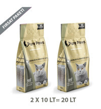 Pure Paws Kokusuz Topaklanan İnce Taneli Bentonit Kedi Kumu 2x10 lt