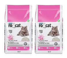 Rocat Bebek Pudrası Topaklanan İnce Taneli Bentonit Kedi Kumu 2x10 lt