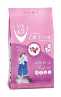 Vancat Baby Powder Parfümlü Topaklanan İnce Taneli Bentonit Kedi Kumu 10 kg