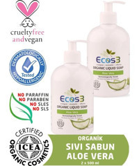 Ecos3 Aloe Vera Parabensiz Organik 2'li 500 ml Sıvı Sabun