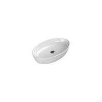 Turkuaz Seramik Karen Dekoratif Tekli 67 cm Seramik Tezgah Üstü Oval Lavabo Beyaz