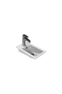 Turkuaz Seramik Mini Klasik Tekli 24 cm Seramik Tezgah Üstü Dikdörtgen Lavabo Beyaz