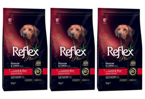 Reflex Senior Kuzu Etli Pirinçli Büyük Orta Irk Yaşlı Köpek Maması 3x3 kg