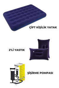 Onetick Katlanır Kamp Çift Kişilik Şişme Yatak Lacivert