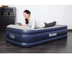 Bestway Katlanır Elektrikli Ev Tipi Tek Kişilik Şişme Yatak Gri-Lacivert