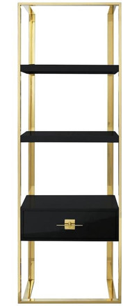 Rihanna 5 Bölmeli Çekmeceli 4 Raflı Metal 180 cm Gold - Siyah