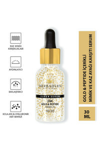 Herbaderm 24K Gold Peptide Canlandırıcı Yaşlanma Kırışıklık Karşıtı Jel Yüz Serumu 30 ml