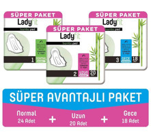 Lady Fit Organik İnce 18'li+20'li+24'lü Hijyenik Ped 3 Adet