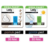 Lady Fit Organik Antialerjik İnce 80'li+36'lı Hijyenik Ped 2 Adet