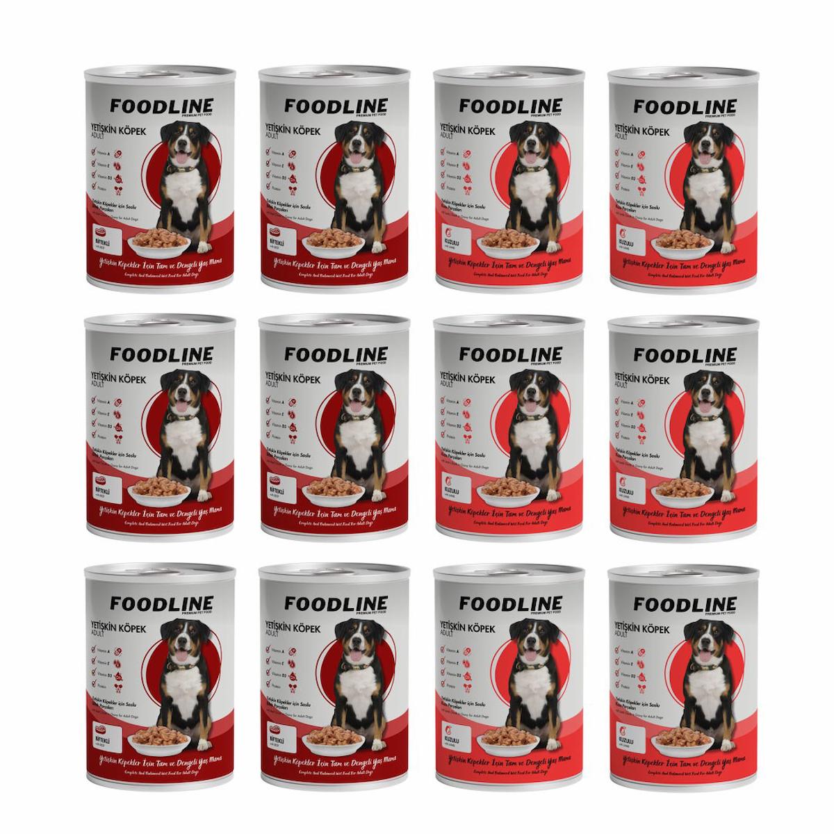 Foodline Karışık Parça Etli Yetişkin Yaş Köpek Maması 400 gr 12'li