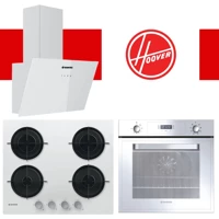 Hoover HDG6C1GWTK + HVW6MW + HOT3051WI Dokunmatik Doğalgazlı Cam Klasik Set Üstü Davlumbaz 3'lü Ankastre Set Beyaz