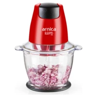Arnica Gh21132 500 W 1300 ml Plastik Hazneli Çift Bıçaklı Mini Elektrikli Rondo Kırmızı