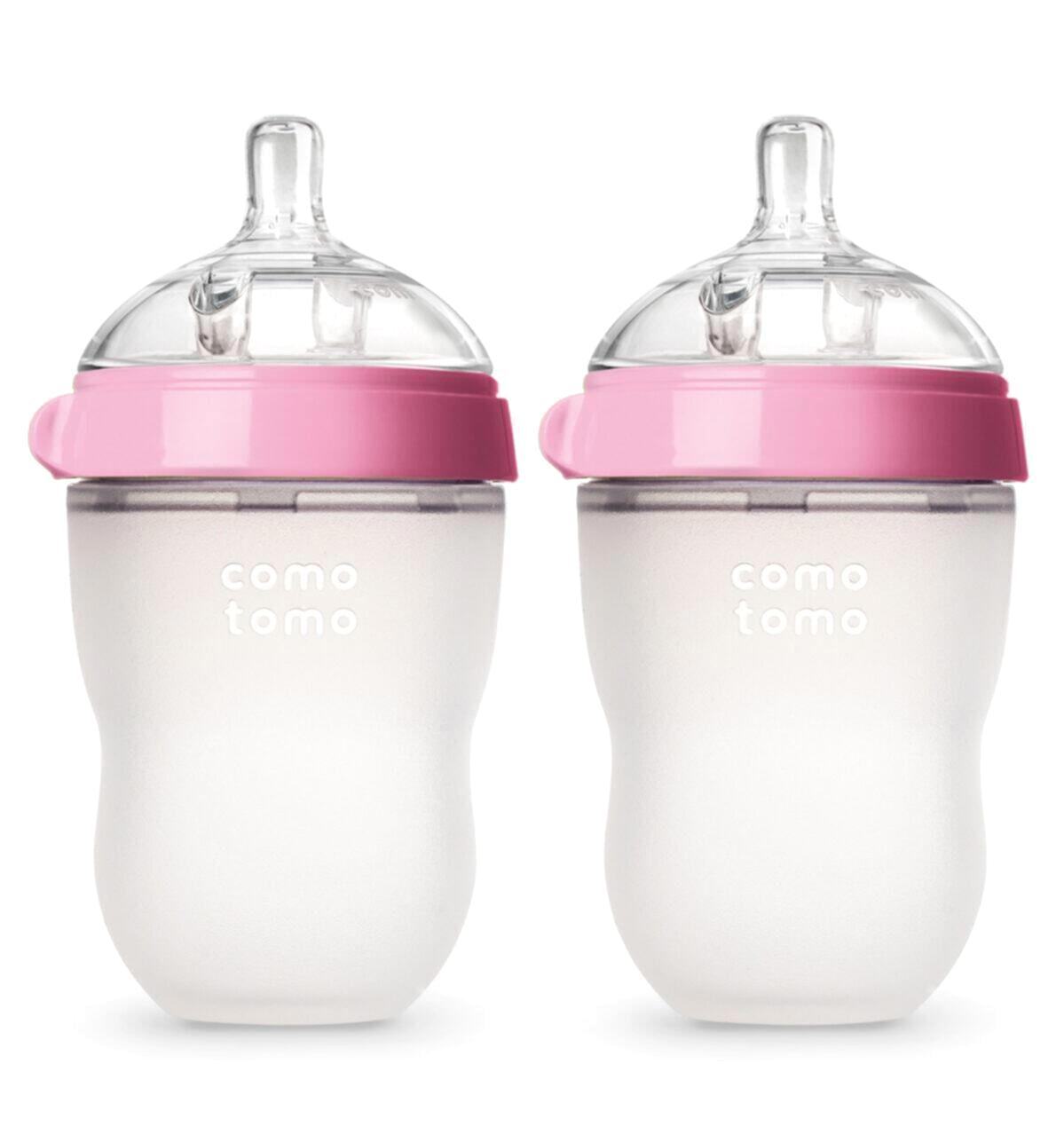 Comotomo Silikon Gaz Yapmayan Antikolik Kulpsuz 3-6 Ay Pembe Biberon 2x250 ml