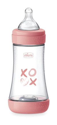 Chicco Perfect5 Polipropilen Gaz Yapmayan Antikolik Kulpsuz 2+ Ay Desenli Kırmızı Biberon 240 ml