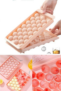Koza Home Plastik Kapaklı Mini Pembe Küre Buz Kalıbı