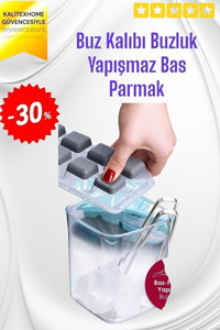 Gondol Bas Parmak Silikon Kapaklı Antrasit - Naturel Kare Buz Kalıbı