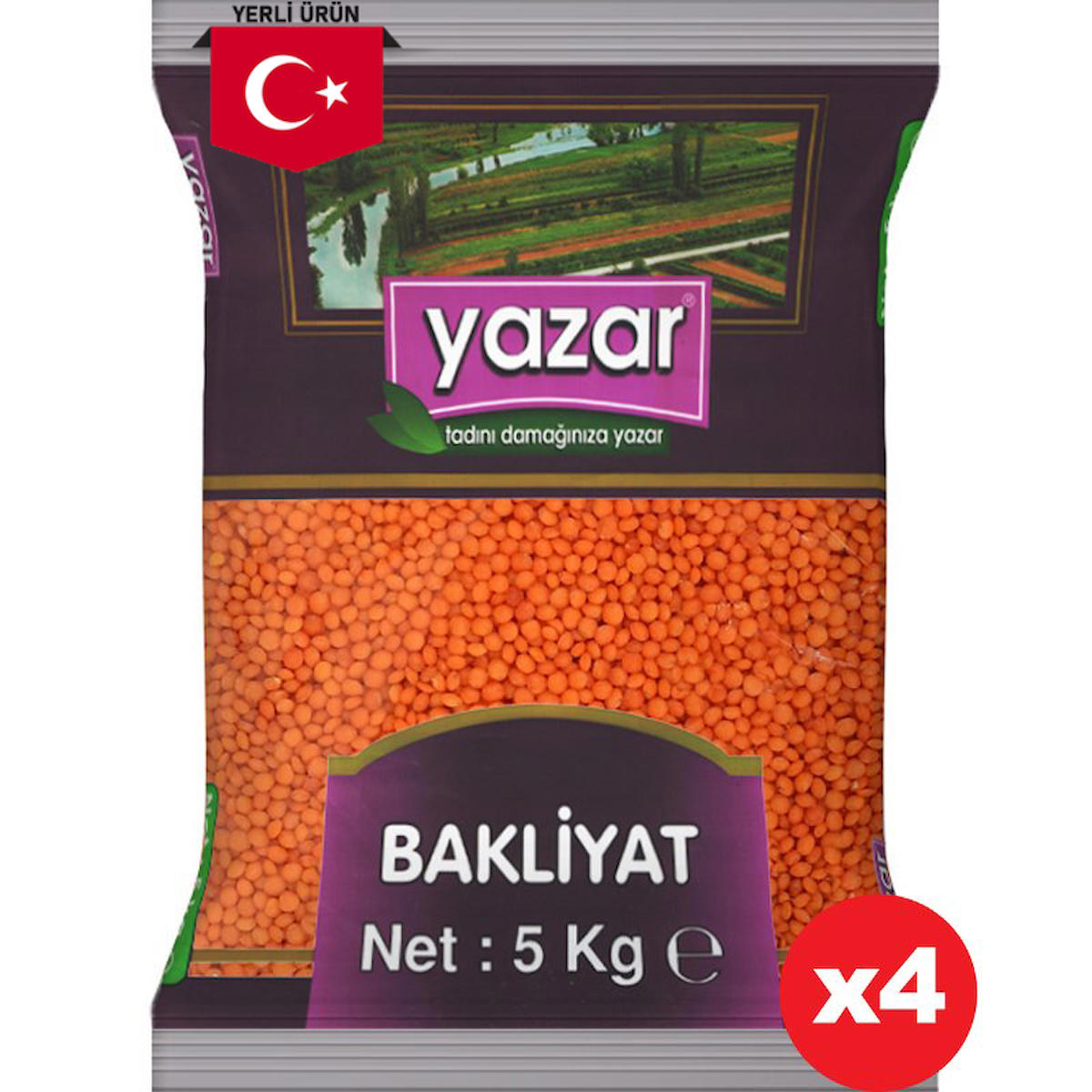 Yazar Yerli Kırmızı Mercimek 4x5 kg