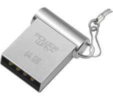 Powerway Mini USB 3.0 Type A 64 GB Flash Bellek Gri