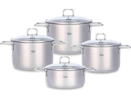 Fissler Hamburg 4 Parça Cam Kapaklı Çelik Saplı Çelik Tencere Seti