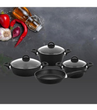 Rubenis Chef Grace Rc-510 7 Parça Cam Kapaklı Bakalit Saplı Granit Tencere Seti
