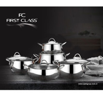 First Class Delux 10 Parça Cam Kapaklı Çelik Saplı Çelik Tencere Seti