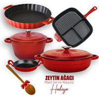Lava 5X New Heritage Serisi 7 Parça Döküm Kapaklı Döküm Saplı Döküm Tencere ve Tava Seti