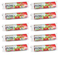 Florex Çilek Kokulu Şeffaf Büzgülü Büyük Boy 65x70 cm Çöp Poşeti 10x10 Adet Beyaz