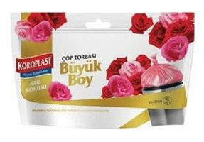 Koroplast Gül Kokulu Büyük Boy 65x80 cm Çöp Poşeti 10 Adet Pembe